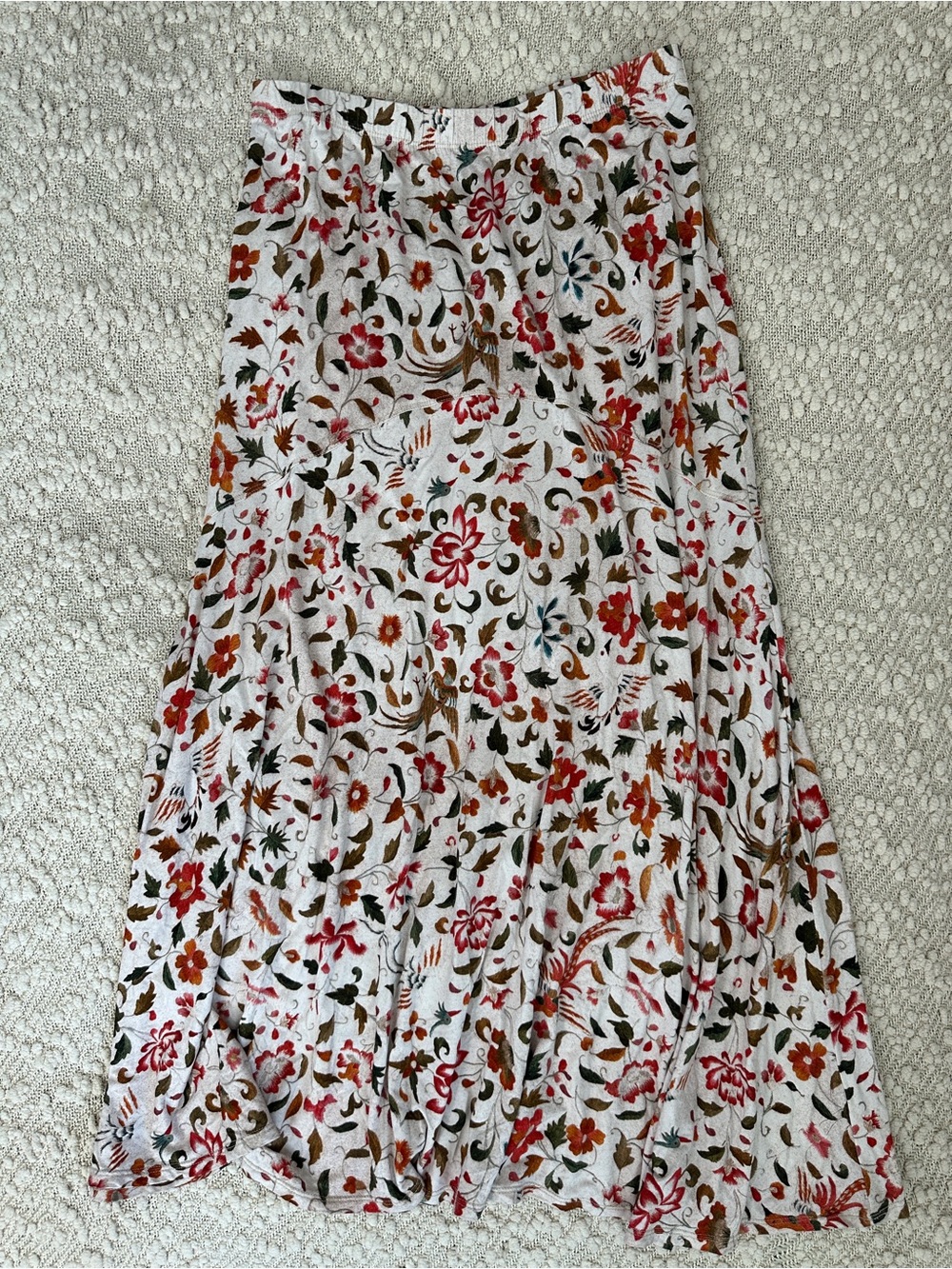 Peruvian Connection Floral Jersey Knit Maxi Skirt M Elastic Waist Stretch